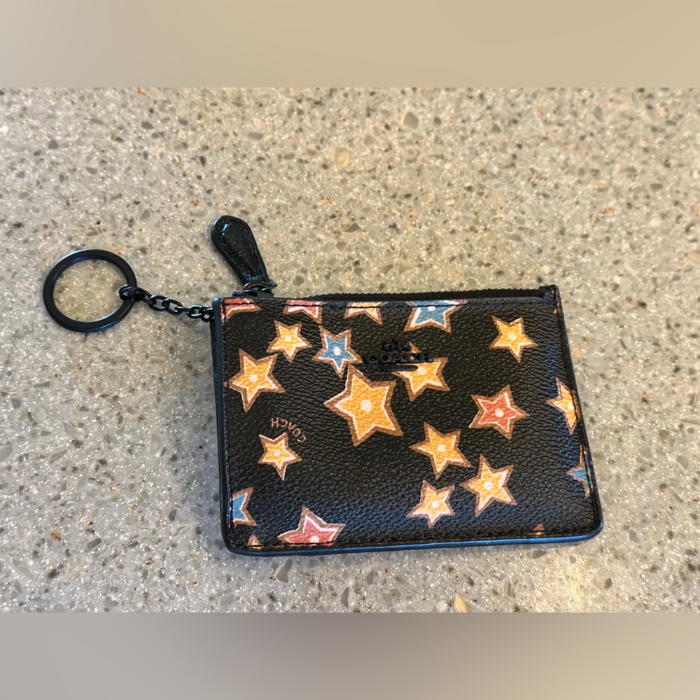 ⭐️ COACH STARLIGHT ID MINI SKINNY CARDHOLDER WITH ATTACHED KEYCHAIN